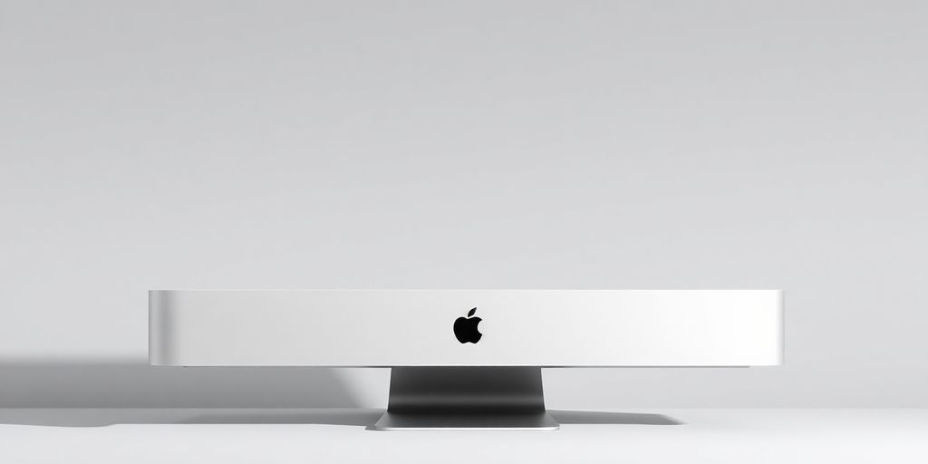 Sleek Mac computer with Apple Silicon processor on display.