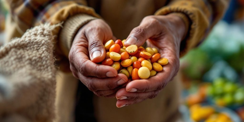 Two hands exchanging items in a barter trade.