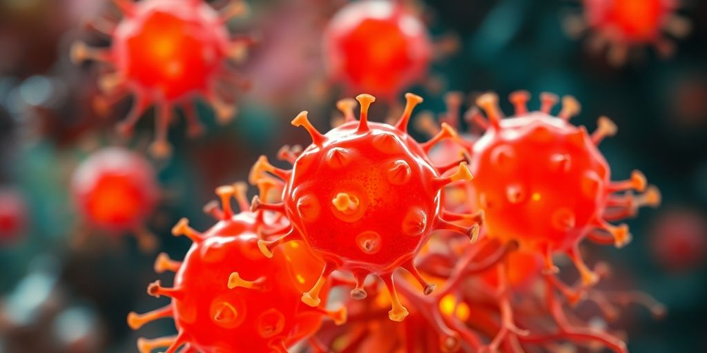 Close-up of healthy cells in autophagy process.