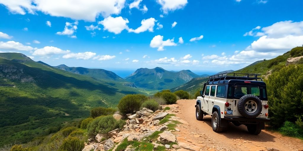 4x4 vehicle on a Sardinian mountain trail.