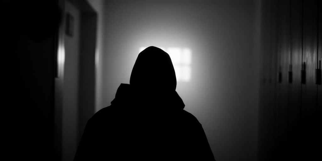 Dark portrait of a faceless figure in shadows.