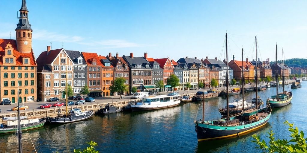 Historic Dutch architecture along Gothenburg's waterfront.
