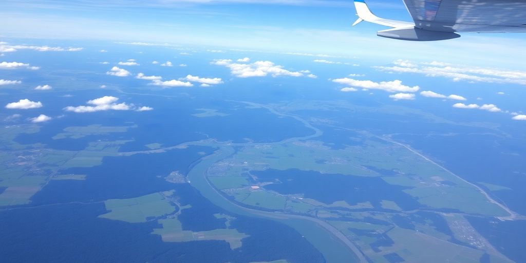 Aerial view of flight path from Amsterdam to Innsbruck.