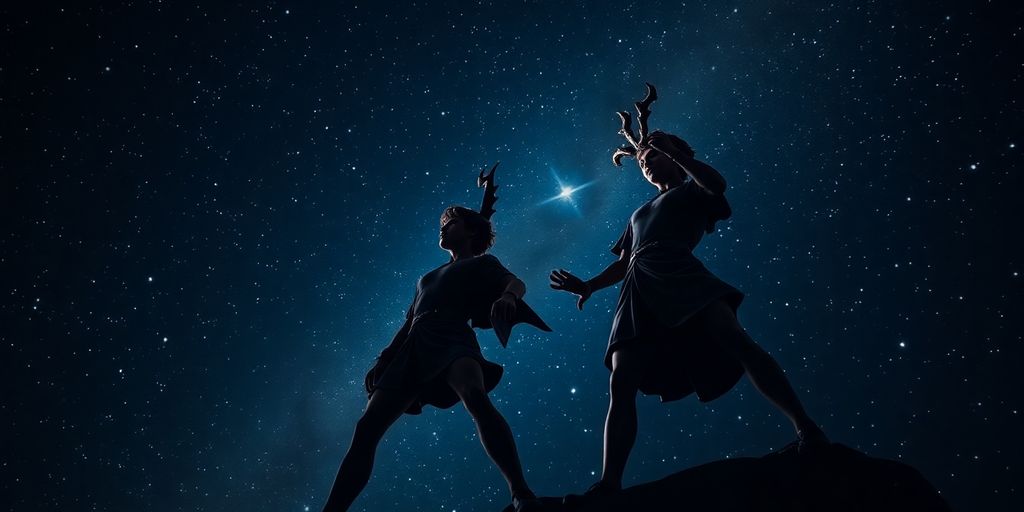 Photograph of twin brothers Castor and Pollux in mythology.