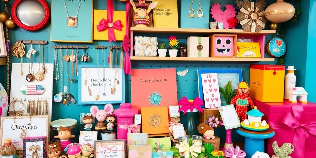 Colorful display of unique and personalized gift items.