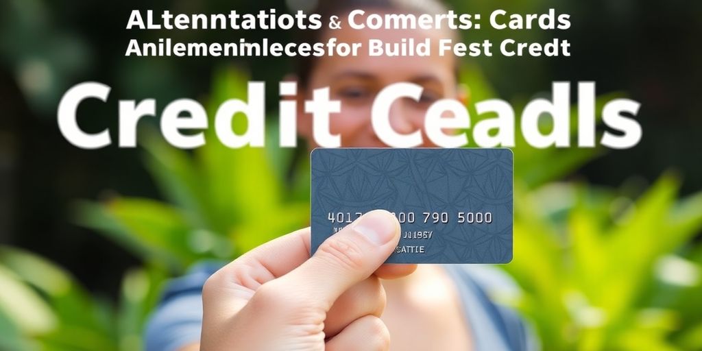 Person holding a debit card outdoors, smiling.