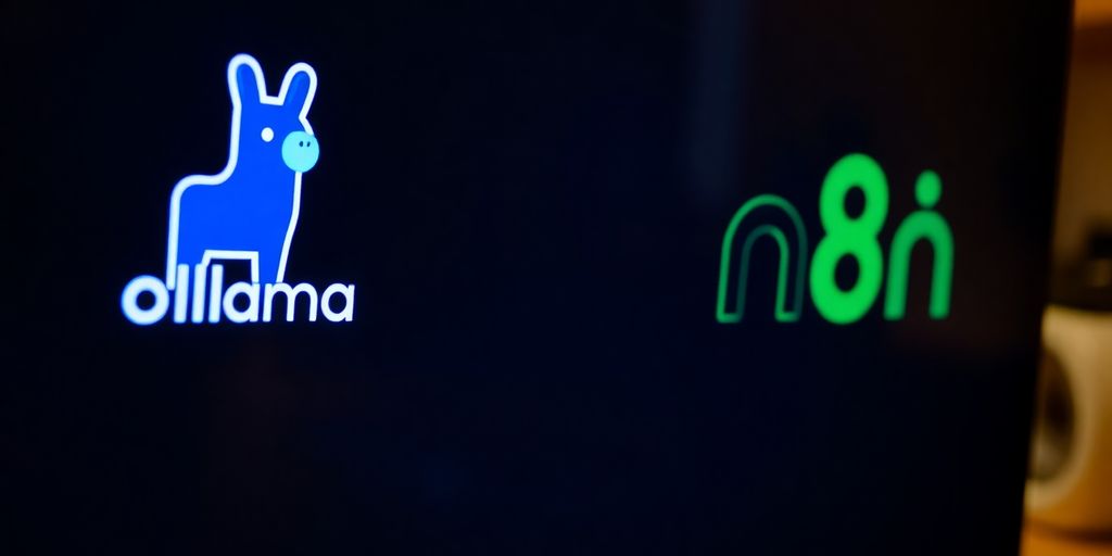 Ollama and n8n icons on a computer screen.