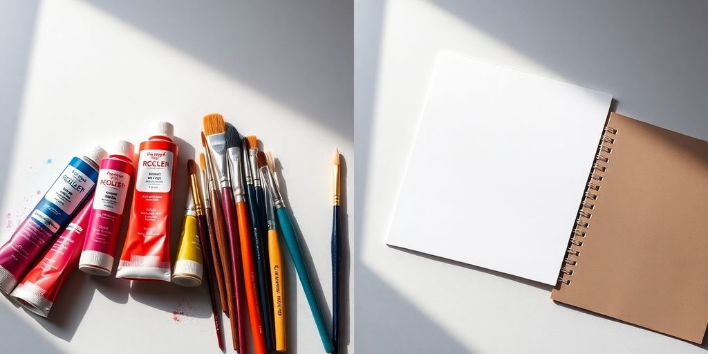 Art supplies, both expensive and budget-friendly.