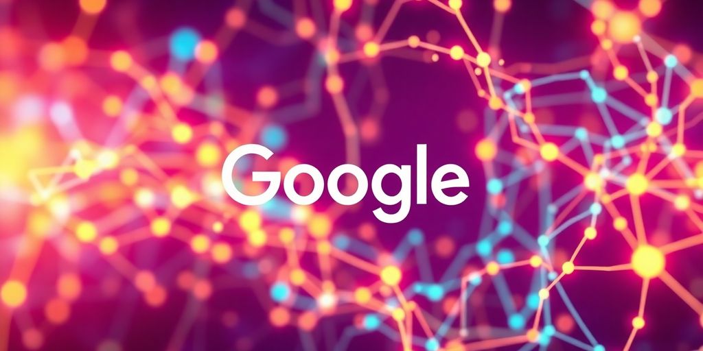 Google logo with emerging AI brain imagery.
