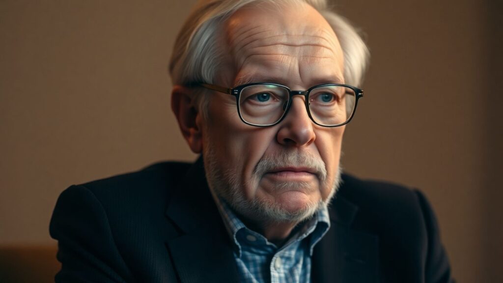 Charlie Munger, wise investor, looking thoughtful.