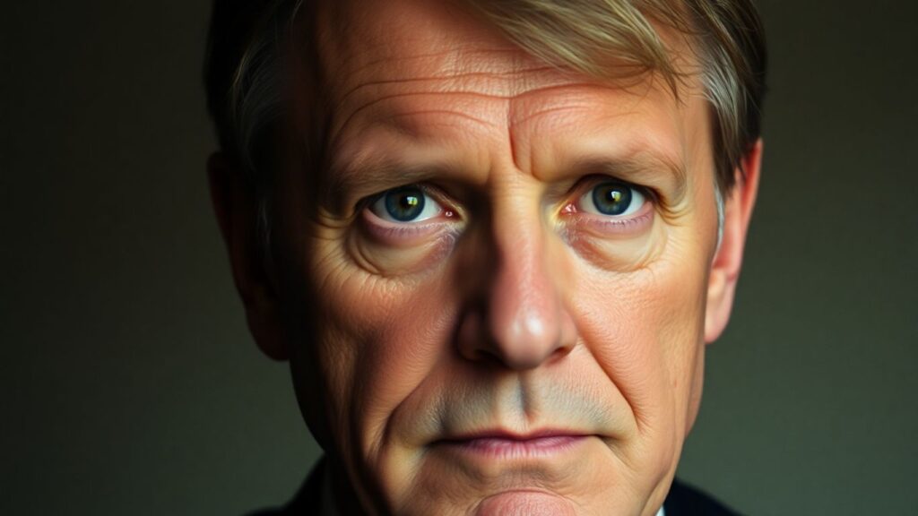 [Anthony Hopkins] looking thoughtful and at peace.