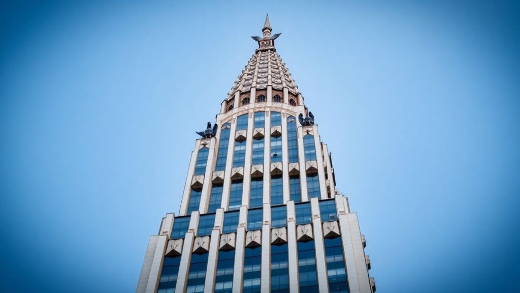 Chrysler Building spire with eagle gargoyles