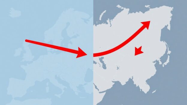Russia pivoting east from Europe to Eurasia map
