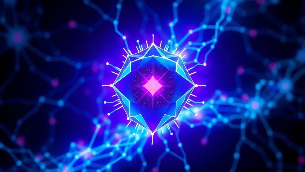 Abstract AI neural network and gem