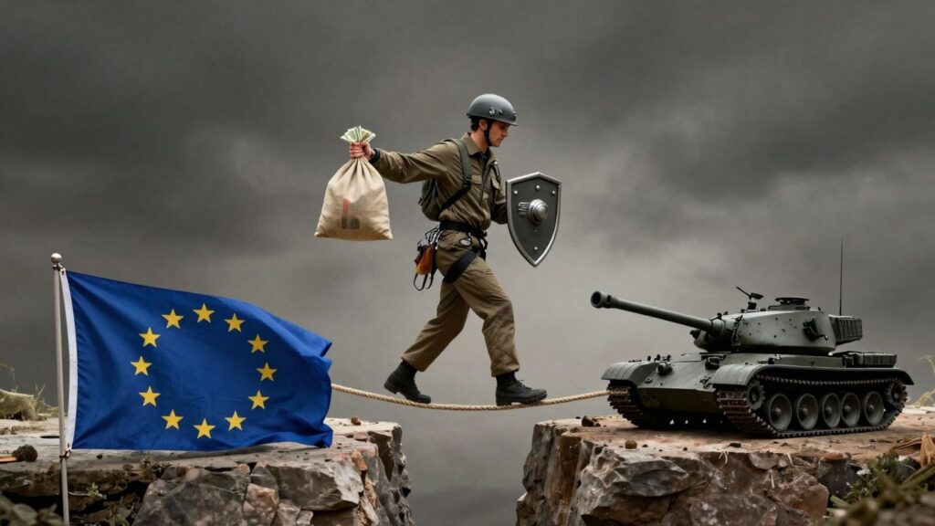 Europe walking a tightrope between funding Russia and preparing for war.