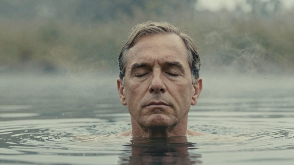 Alan Watts meditating in peaceful silence.