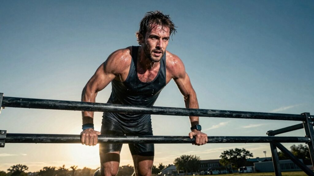 Person overcoming obstacles towards a bright future.