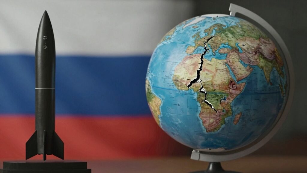 Russian missile and broken global treaty line.