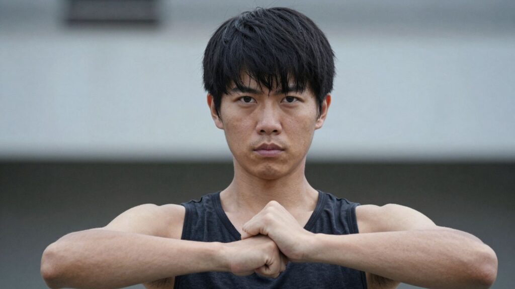 Person looking seriously and confidently at the camera.