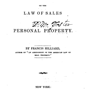 A Treatise on the Law of Sales of Personal Property
