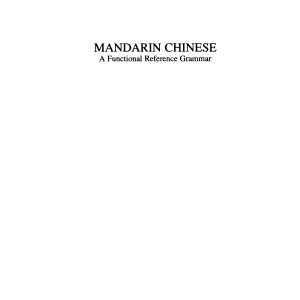 Mandarin Chinese: A Functional Reference Grammar