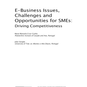 E-Business Issues, Challenges and Opportunities for SMEs: Driving Competitiveness: Driving Competitiveness