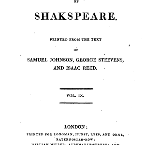 The Plays of Shakspeare: Printed from the Text of Samuel Johnson, George Steevens, and Isaac Reed
