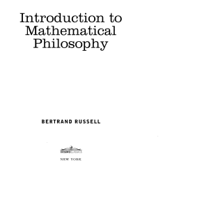 Introduction to Mathematical Philosophy