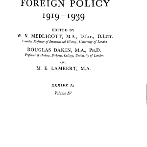 Documents on British Foreign Policy 1919-1939: 1919. The Adviatic and the Middle East
