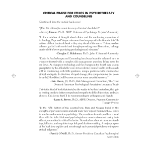 Ethics in Psychotherapy and Counseling: A Practical Guide