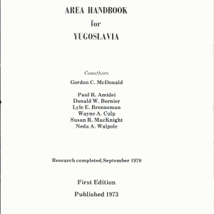 Area Handbook for Yugoslavia
