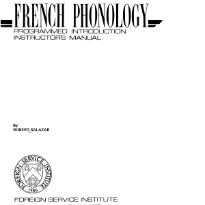 French Phonology: Programmed Introduction