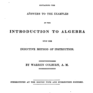 A Key Containing the Answers to the Examples in the Introduction to Algebra Upon the Inductive Method of Instruction