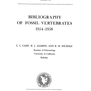Bibliography of Fossil Vertebrates 1954-1958