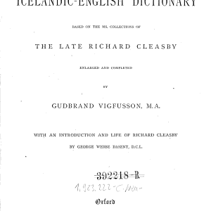 An Icelandic-English Dictionary: Based on the Ms. Collections of the Late Richard Cleasby