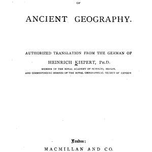 A Manual of Ancient Geography