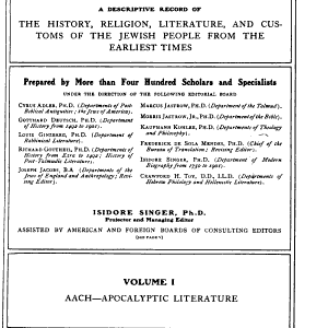 The Jewish Encyclopedia: A Descriptive Record of the History, Religion, Literature, and Customs of the Jewish People from the Earliest Times