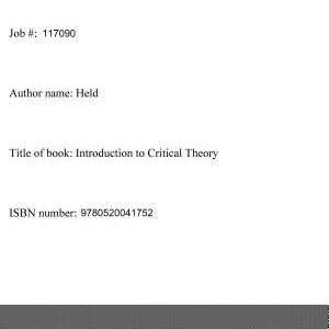 Introduction to Critical Theory: Horkheimer to Habermas