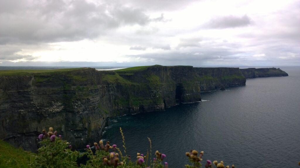 The Cliffs of Moher stretching along the Atlantic coast of County Clare