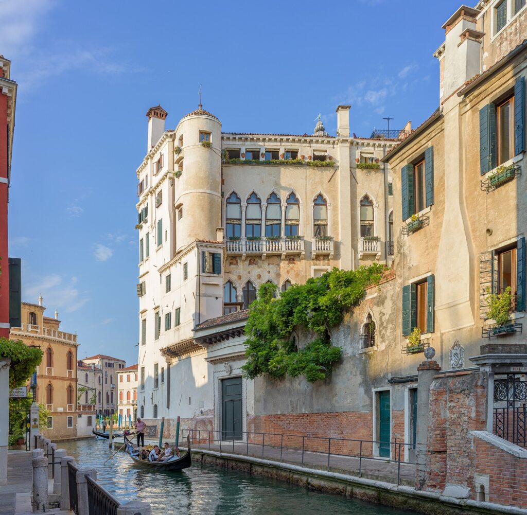 A gondola ride through the quiet Rio San Trovaso side canal in Dorsoduro, Venice