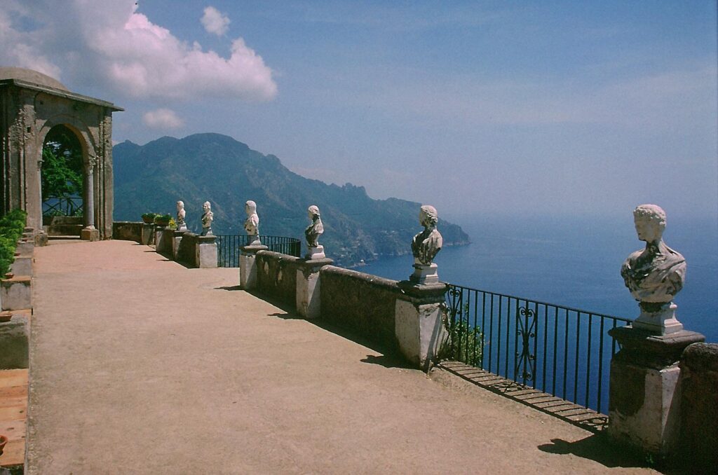 The Terrace of Infinity at Villa Cimbrone in Ravello overlooking the Amalfi Coast