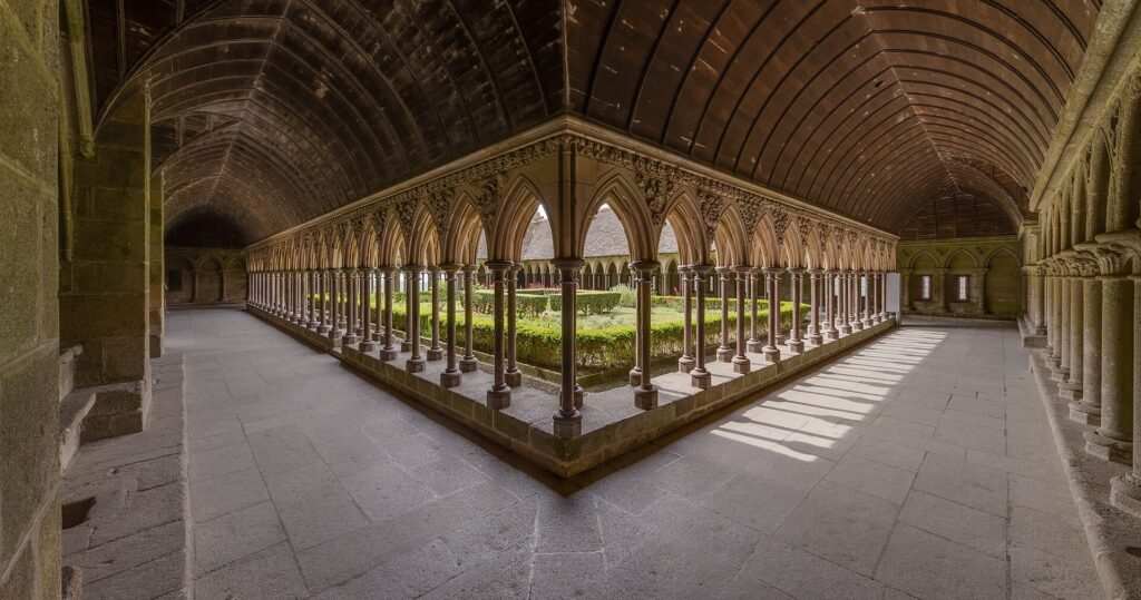 Gothic cloister of the abbey of Mont-Saint-Michel