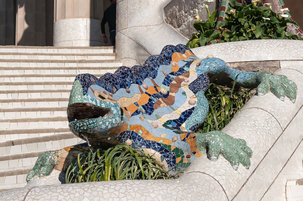 The mosaic salamander on the Dragon Stairway in Park Güell