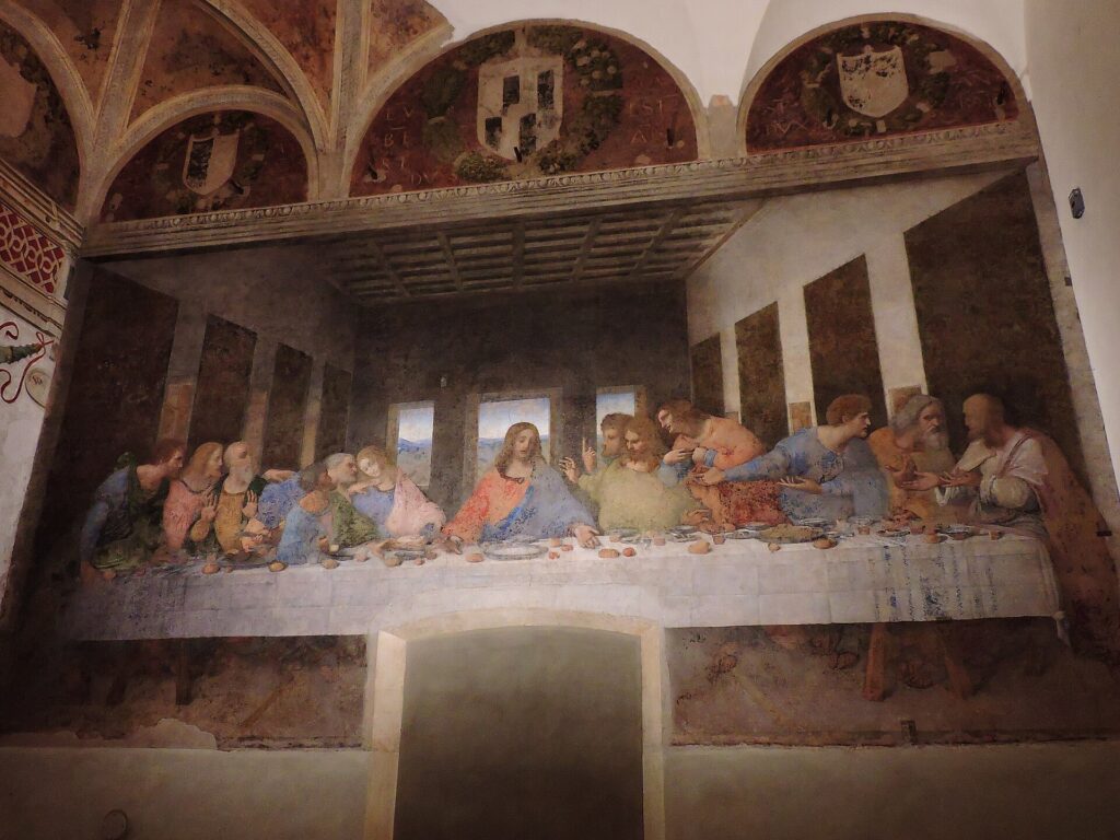 Leonardo da Vinci's Last Supper on the refectory wall of Santa Maria delle Grazie, Milan