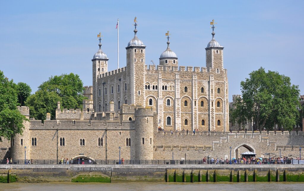 The Tower of London and the White Tower seen from across the River Thames