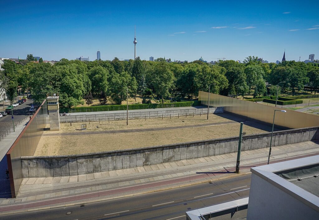 Preserved section of the Berlin Wall and former death strip at Bernauer Strasse