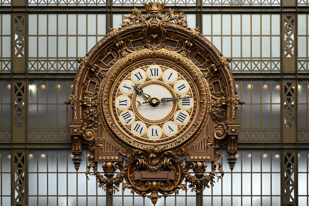 The great gilded station clock inside the Musée d'Orsay in Paris