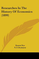 Researches in the History of Economics (1899)