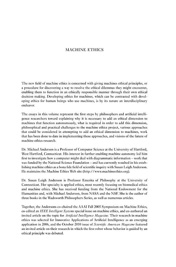 Machine Ethics